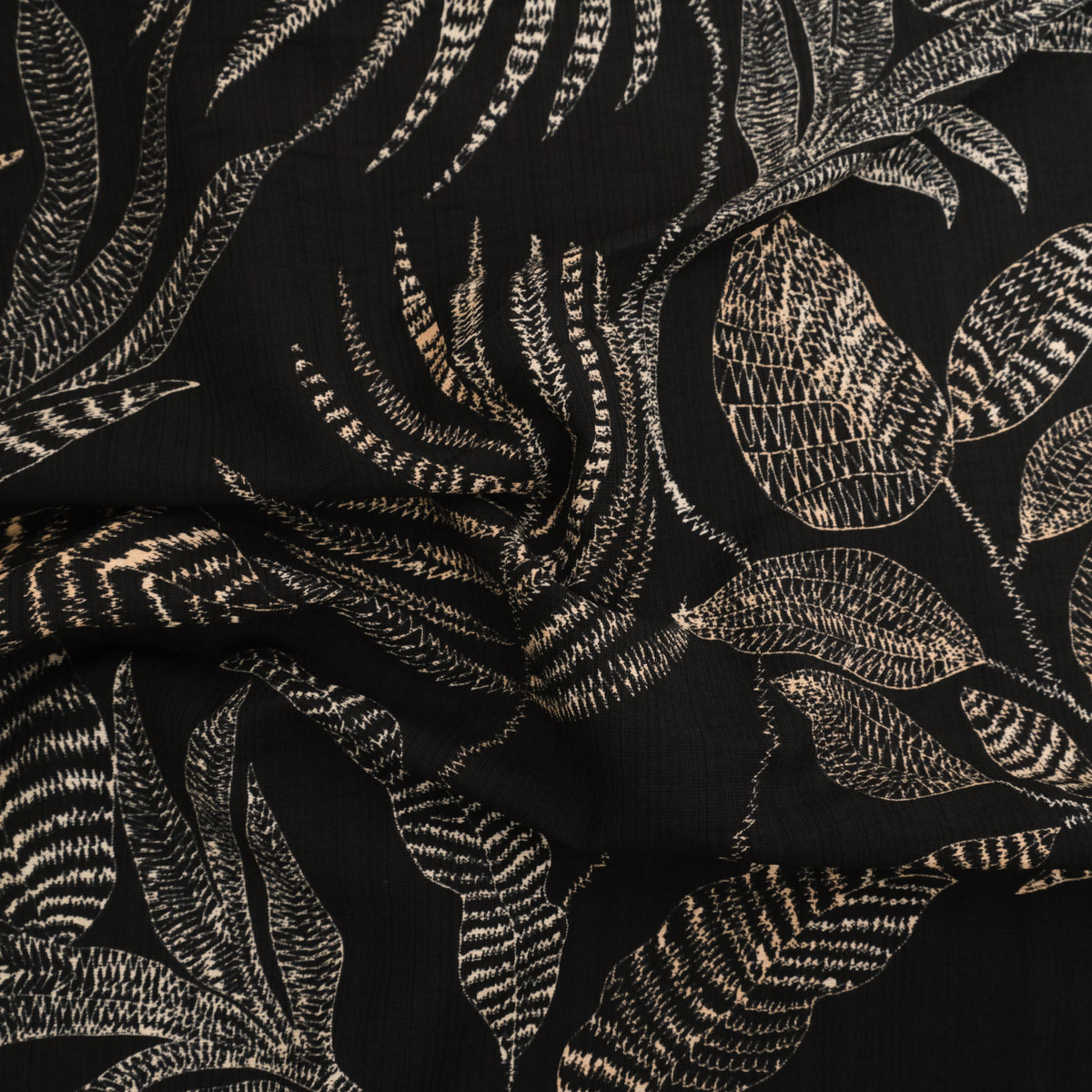 Black and Ecru Marie Print Blended Viscose - Maison Klem